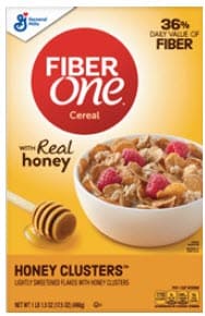 Fiber One Honey Clusters cereal box