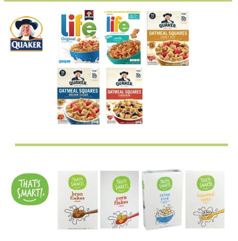 A cereal guidelines chart showing allowed and not allowed cereal products.