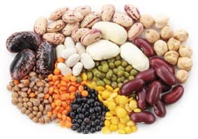 Different types of beans and lentils