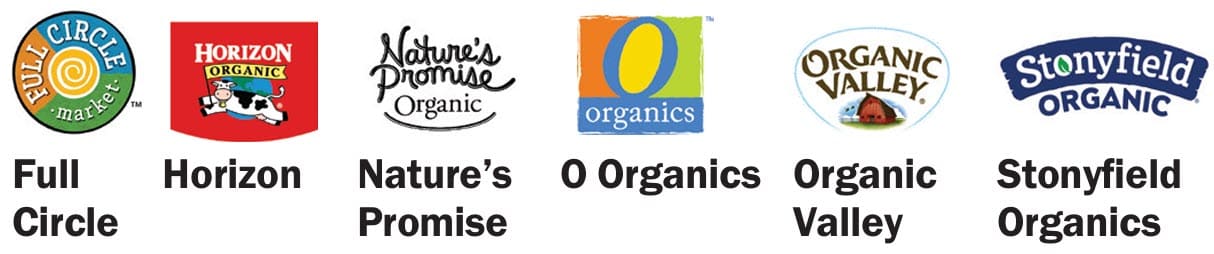 Various brands of milk