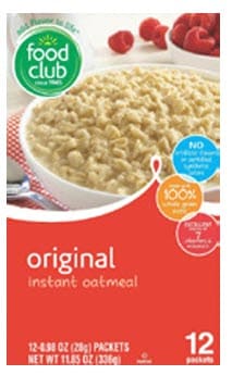 Food Club brand hot cereal