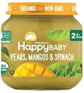 Happy Baby brand jar of baby food