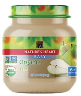 Nature’s Heart Organic brand jar of baby food