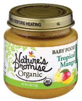 Nature’s Promise brand jar of baby food