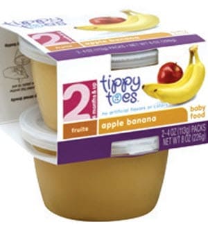 Tippy Toes brand jar of baby food