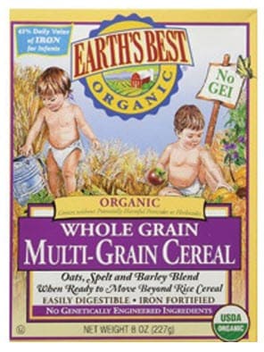 Earth’s Best Organic brand baby cereal
