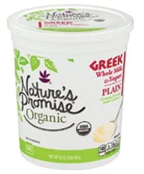 Nature’s Promise brand yogurt
