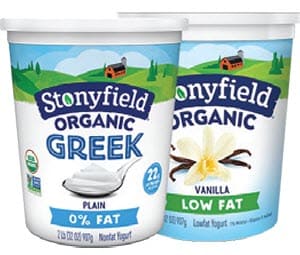  Stonyfield Organic brand yogurt