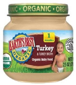Earth’s Best Organics brand jar of baby food with meat