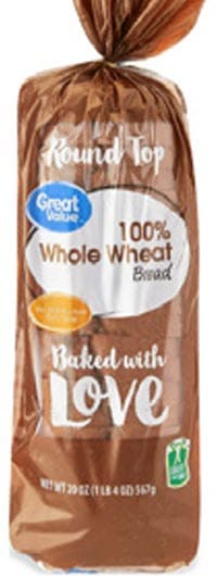 Great Value100% Whole Wheat Round Top Bread - 20 ounce