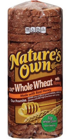 Nature’s Own 100% Whole Wheat with Honey - 16 ounce