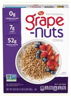 Grape Nuts brand cold cereal