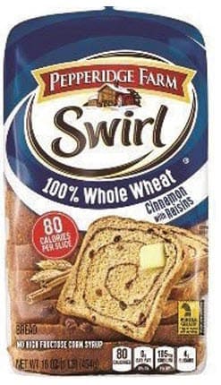 Pepperidge Farm Swirl 100% Whole Wheat Cinnamon with Raisins - 16 ounce