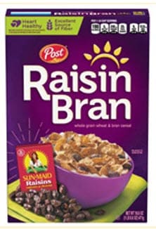 Post Raisin Bran brand cold cereal