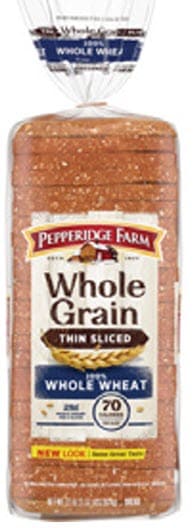 Pepperidge Farm Whole Grain Thin Sliced 100% Whole Wheat Bread - 22 ounce