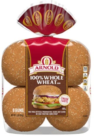 Arnold 100% Whole Wheat Bread Hamburger Buns - 16 ounce