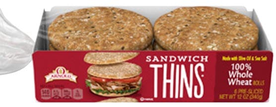 Arnold 100% Whole Wheat Sandwich Thins - 12 ounce