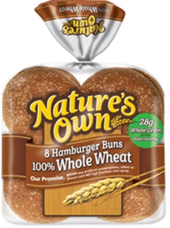 Nature’s Own 100% Whole Wheat Hamburger Buns - 15 ounce
