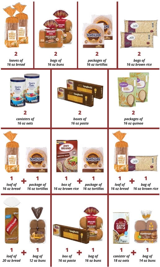 SOME EXAMPLES OF HOW TO BUY 32-OUNCES OF WHOLE GRAINS