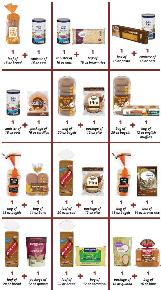 SOME EXAMPLES OF HOW TO BUY 32-OUNCES OF WHOLE GRAINS