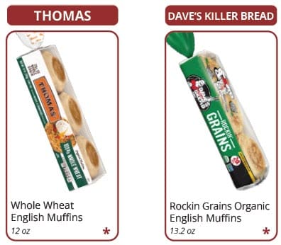 Brands of English muffins allowed