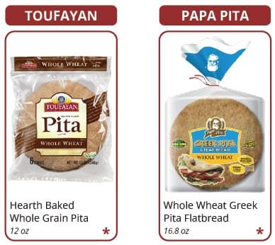 Brands of pita allowed