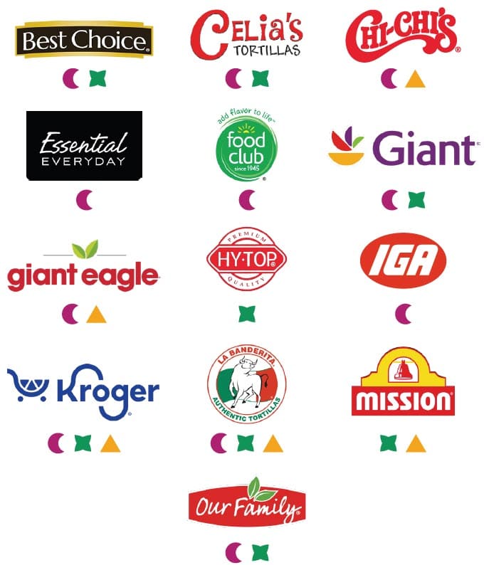 Brands of soft corn tortillas allowed