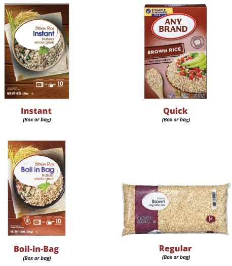 Different types of brown rice