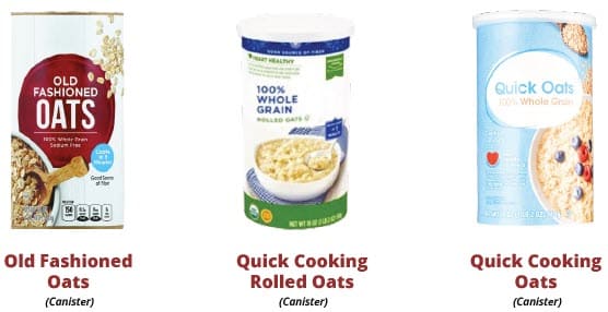 Different types of oats