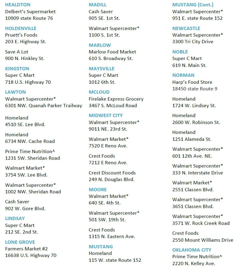 List of Chickasaw Nation EBT Authorized Grocery Stores in Spanish
