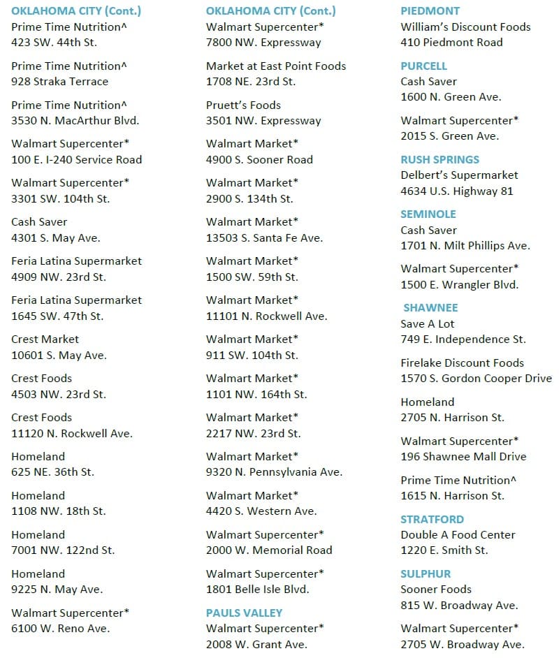List of Chickasaw Nation EBT Authorized Grocery Stores