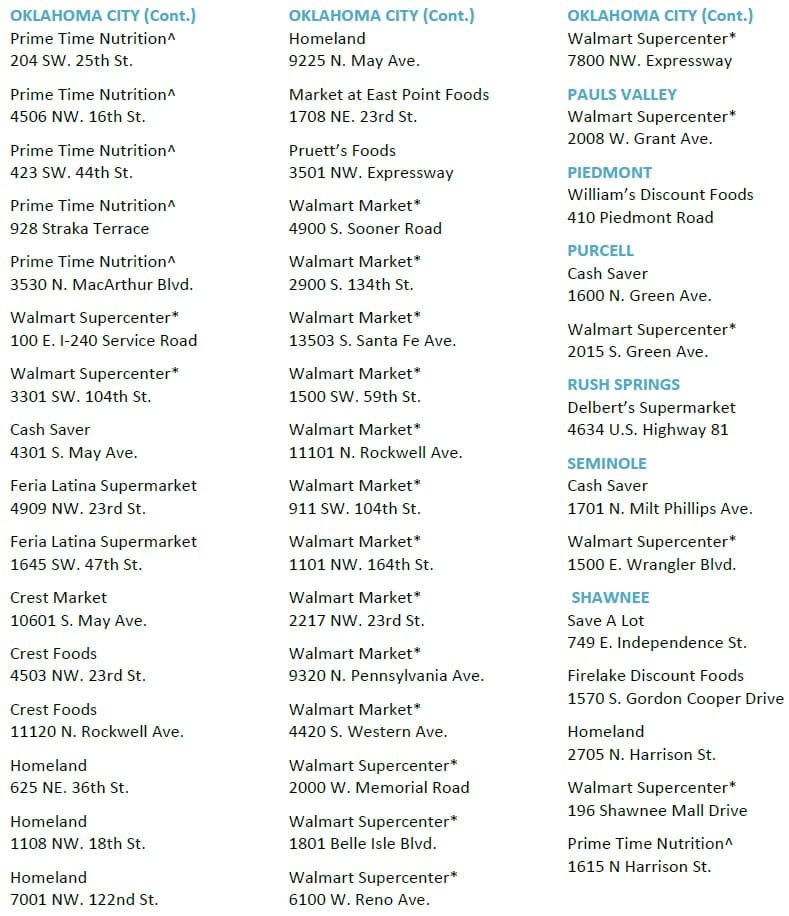 List of Chickasaw Nation EBT Authorized Grocery Stores in Spanish