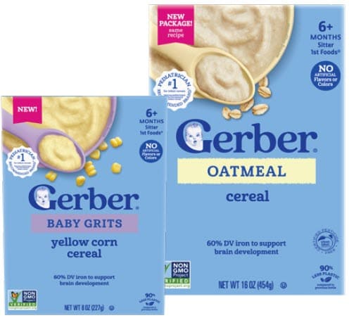 Gerber brand infant cereal 8 and 16 ounce