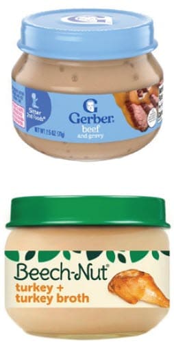 Gerber and Beech-Nut brand infant meats in 2.5 ounce containers