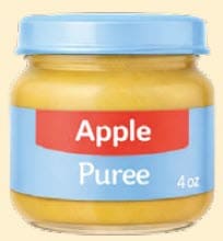 Jar of apple puree baby food