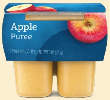 4 oz two-packs of apple puree baby food