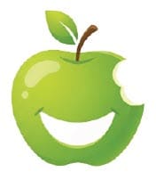 An apple with a bite out of it