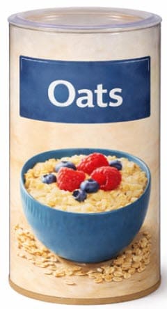 Oats in a cardboard tube
