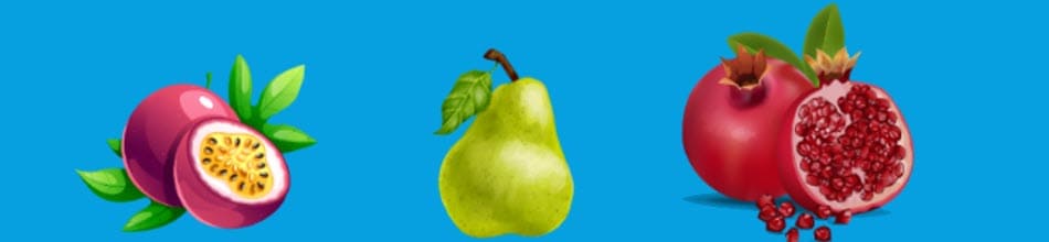 Passion Fruit, Pears, Pomegranate, which are in season in the Winter.