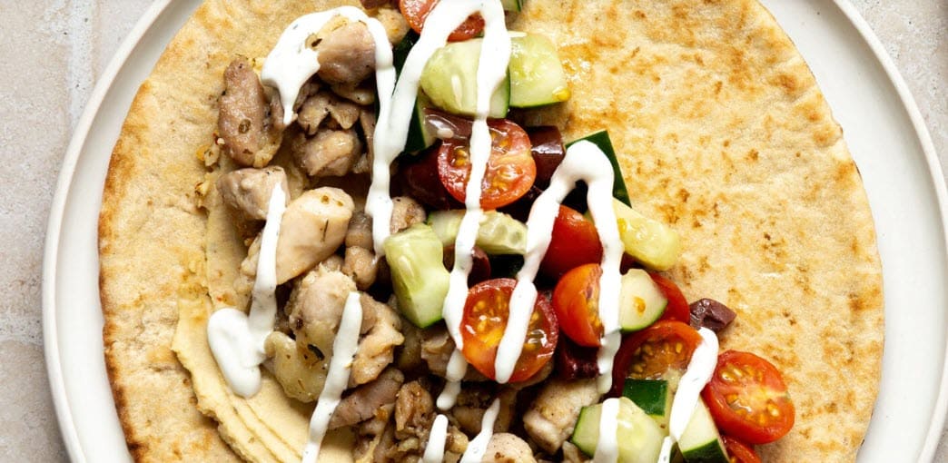 Weeknight Mediterranean Chicken Pita on a plate