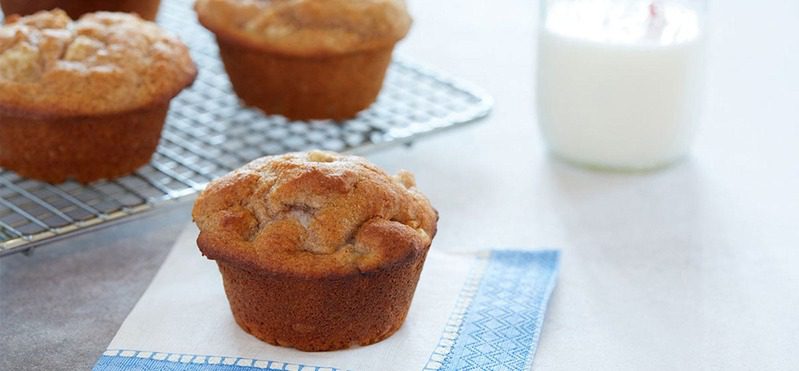 Banana muffins sitting on a table