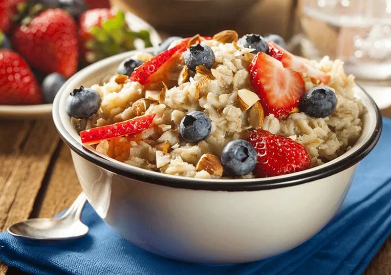 Simple Overnight Oatmeal with berries in a bowl